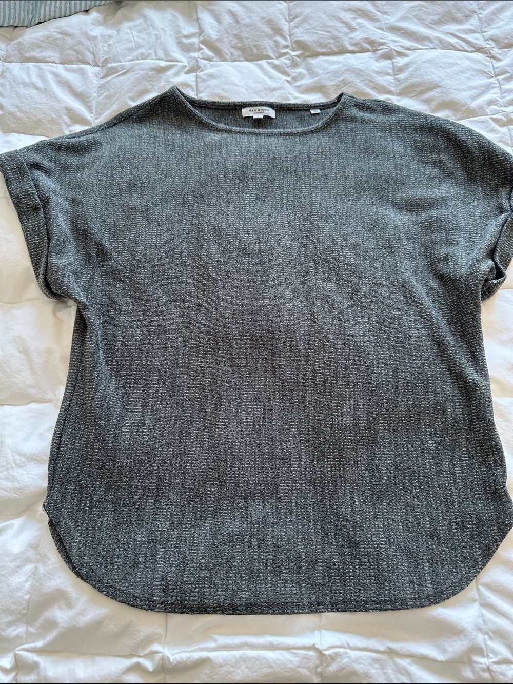 Max Studio Charcoal Green Short-Sleeve Knit Tee